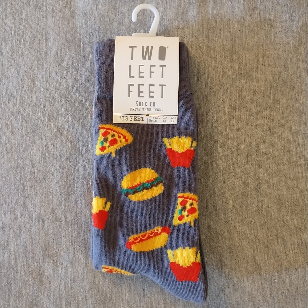 Two Left Feet Drive Thru Junky Big Feet Unisex Socks NWT